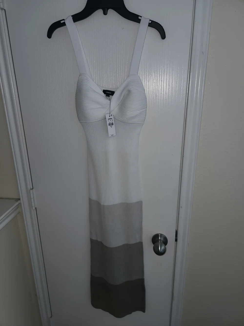 Express White Ribbed Knot-Front Dress - Picture 4 of 4